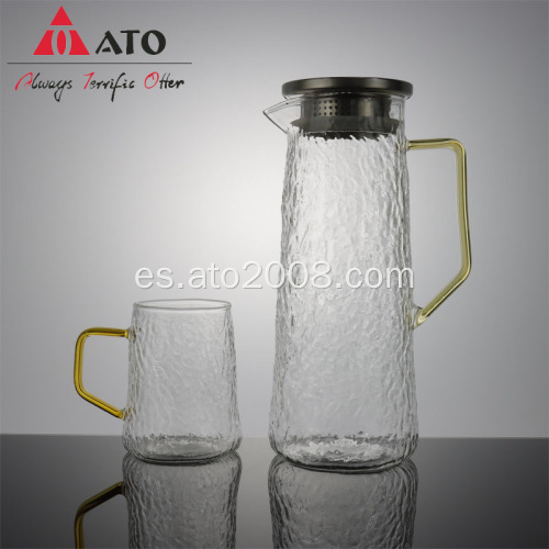 Nueva jarra de agua de vidrio de borosilicato con acero inoxidable